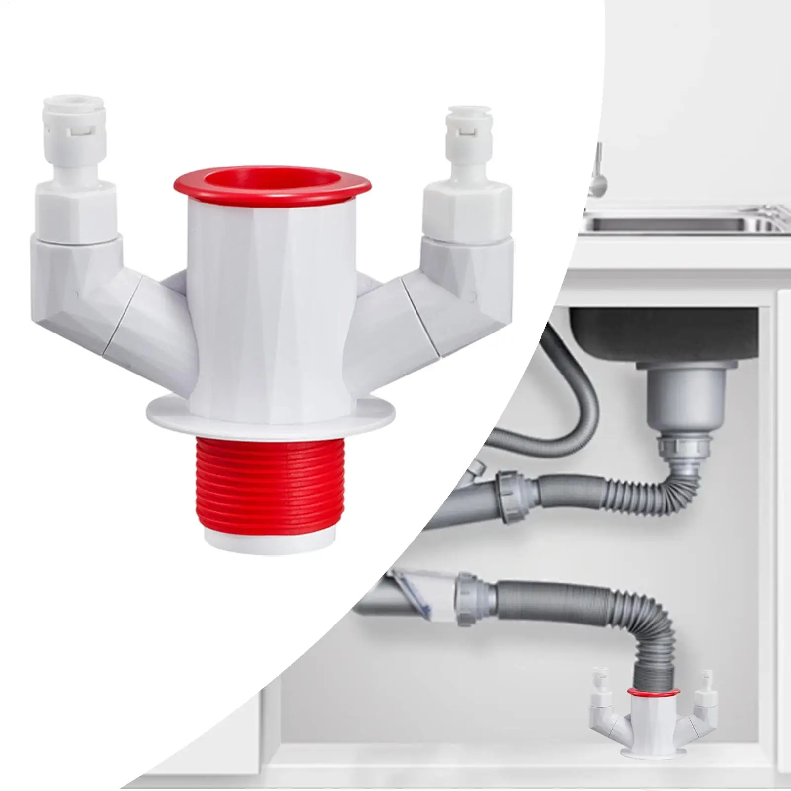 

Drain Pipe Connector 3-Way Anti-Clogging Connector Downspout Drain Tee For Family Friends Indoor Washroom Bathroom Sink