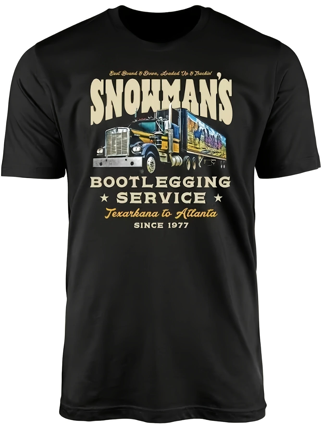 PickMen's Vintage Smokey and The Bandit Graphic T-Shirt Relaxed Fit Short Sleeve Tee with Semi-Truck & Atlanta 1977 Design