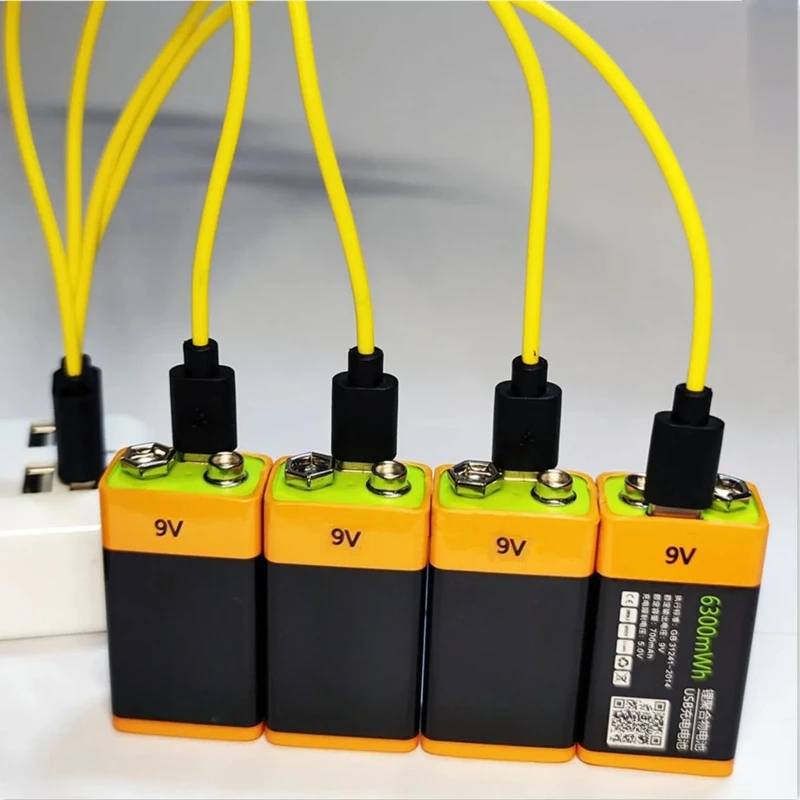 Newly Released 6300mWh 9V Rechargeable Lithium Battery 6F22 USB TYPE-C Lithium Polymer Rechargeable Battery for RC Camera