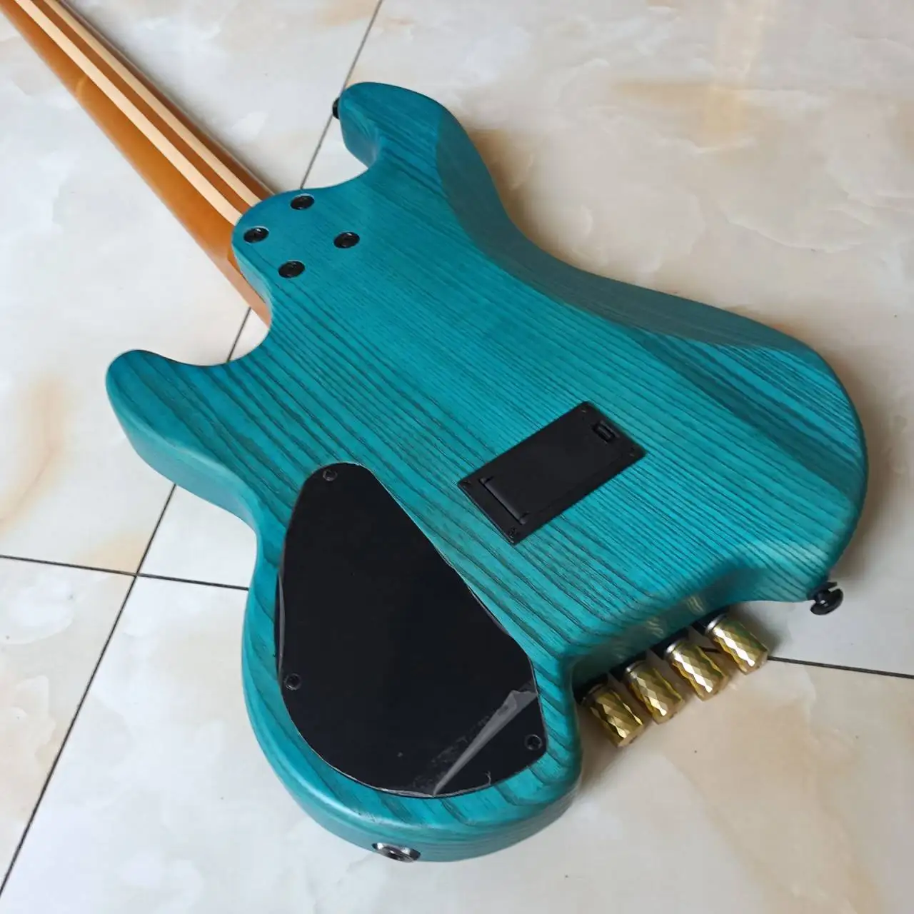 Custom 4 string Headless Guitar Bass with Active Pickup ASH Body Roasted Maple Neck Stainless Steel Frets Blue Color