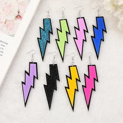 1Pair Fashion Lightning Charms Creative Acrylic Colorful Woman Dangle Earrings Drop Earrings For Girl Birthday Gift