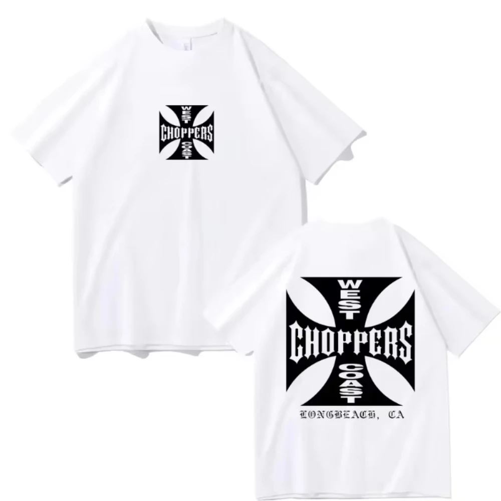 

Футболка с принтом West Coast Choppers Cross Frame, мужская футболка в стиле хип-хоп, уличная одежда, модные футболки, мужская хлопковая пляжная одежда с короткими рукавами