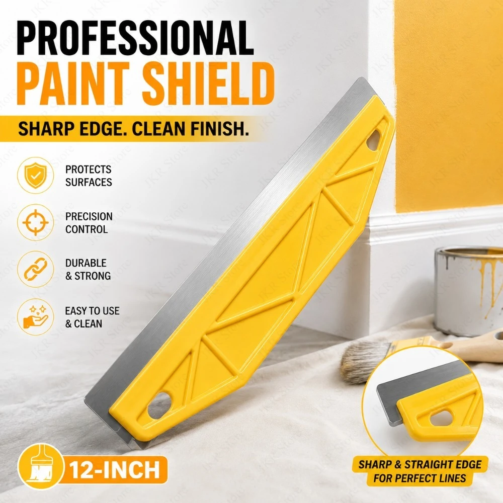 

‌Professional-Grade Paint Edging Tool, Metal Reinforced Edge and Soft-Grip Handle for Accurate Painting Along Baseboards