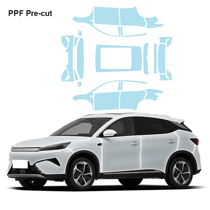 

Подходит для пленки для обертывания тела BYD Yuan PLUS, защитной наклейкой из глянцевой краски из ТПУ, без остатков, водонепроницаемой, меняющей цвет PPF.