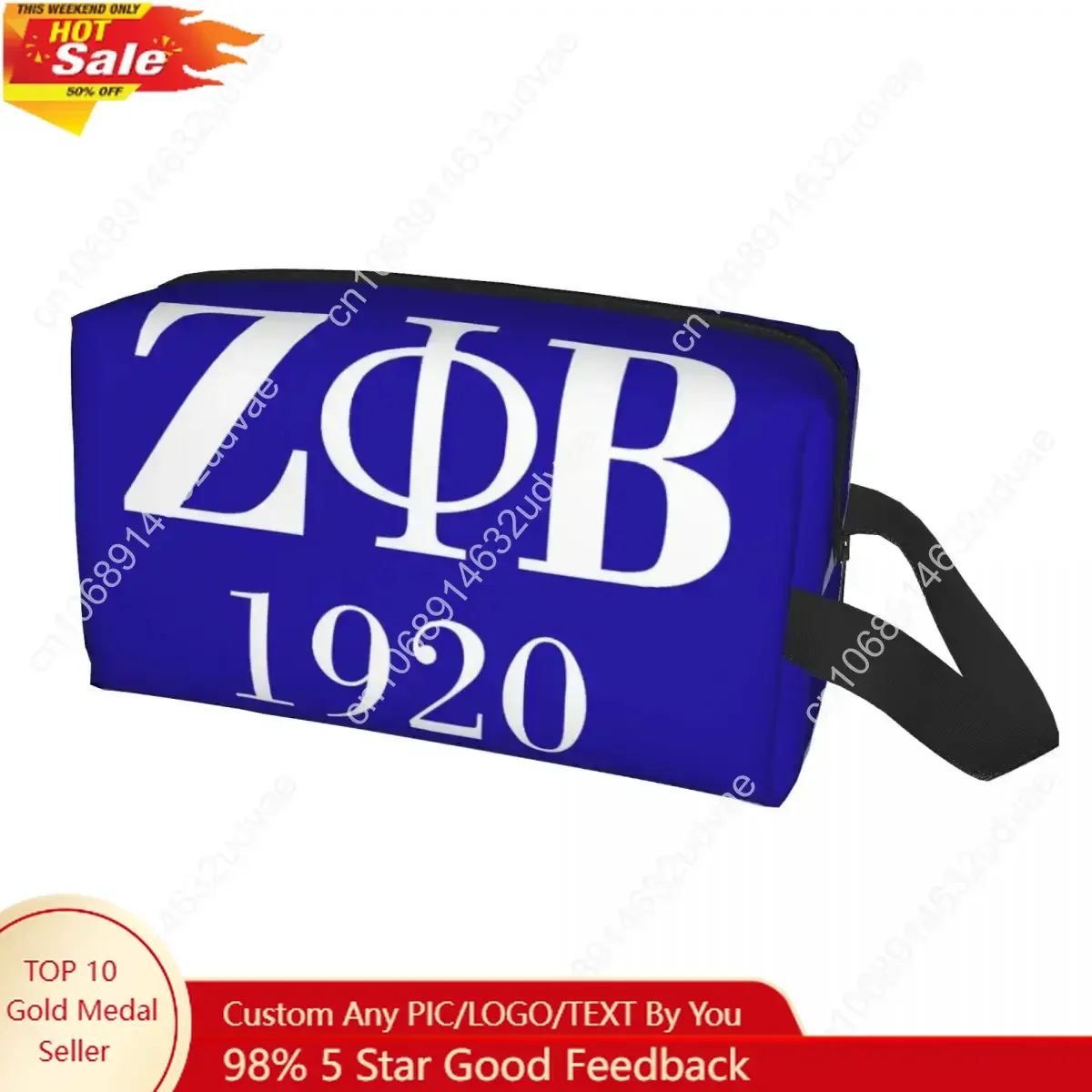 

Travel Zeta Phi Beta Sorority Logo Toiletry Bag Greek Letter 1920 Cosmetic Makeup Organizer for Beauty Storage Dopp Kit Case