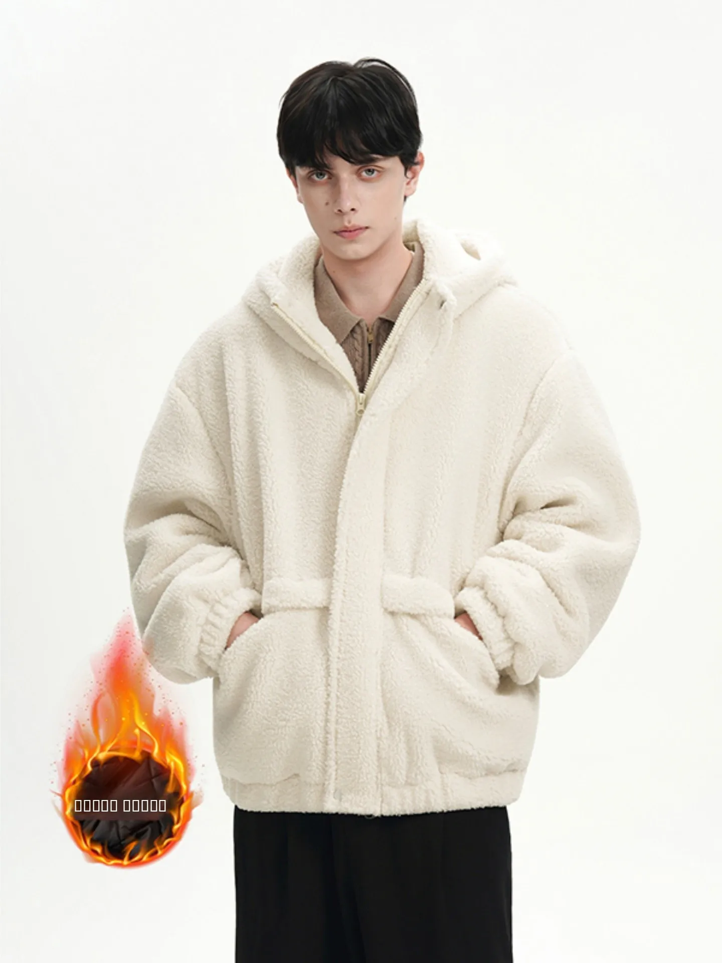 

Мужская зимняя утепленная куртка с капюшоном из овечьей шерсти, хлопковая одежда для подростков, модный американский бренд, рабочая одежда, хлопковое пальто, куртка из овечьей шерсти