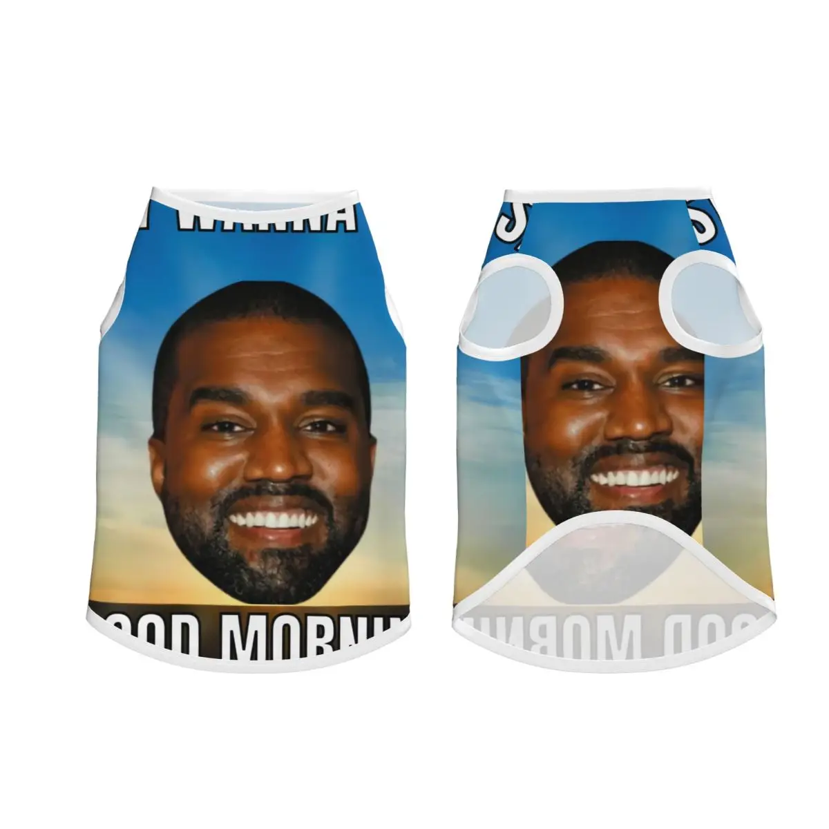 Personalized Funny Kanye West Meme Dogs Clothes Breathable Thin Rapper Music Producer Pet Vest Large Dog Jacket Pet Accessories