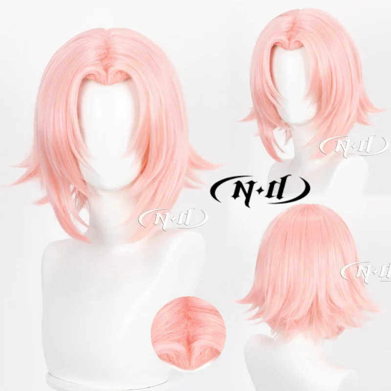 ND Brand Sakura Haruno Short Hair Narutoh Cosplay Wigs Hair Hairpiece for Comic-con Cosplayer Halloween Costume Party Theme