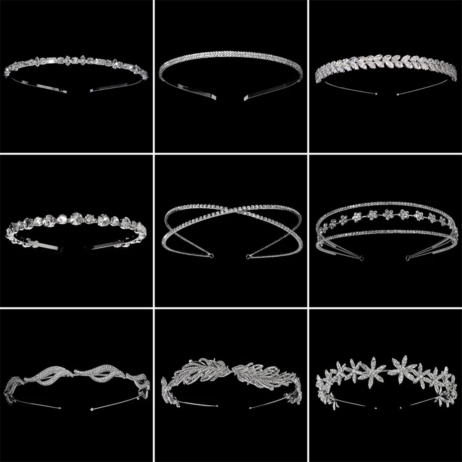 Efily Rhinestone Wedding Headband for Women Silver Color Crystal Tiaras and Crowns Bridal Hair Accessories Headpiece Jewelry