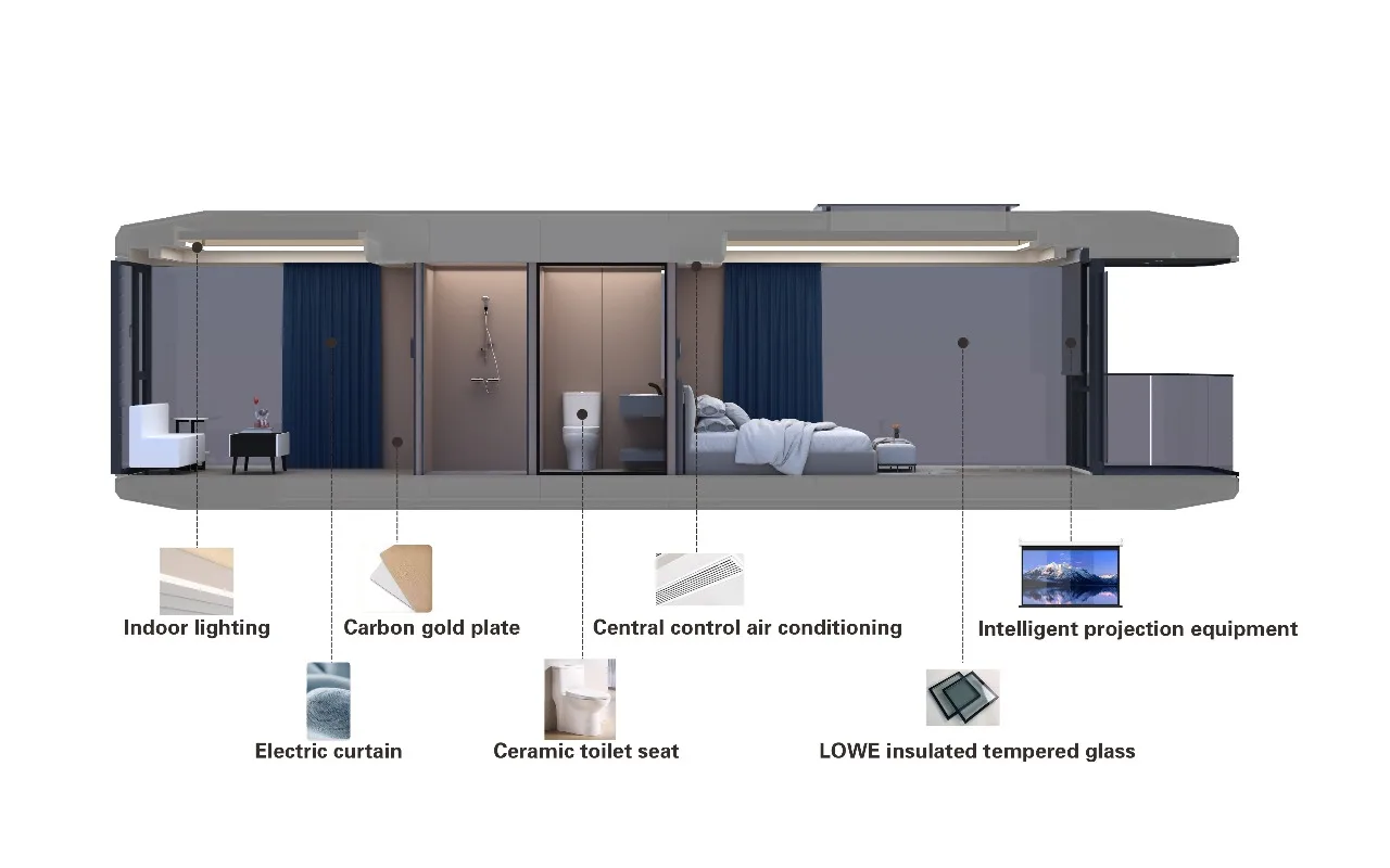 Casa móvil prefabricada compacta inteligente para hoteles de oficina o villa para eventos de glamping emergentes