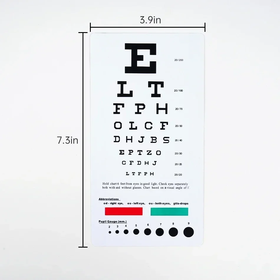 Far Near Vision Standardized Eye Chart Visual Testing  Pocket Eye Chart, Snellen Pocket Eye Chart Rosenbaum Pocket