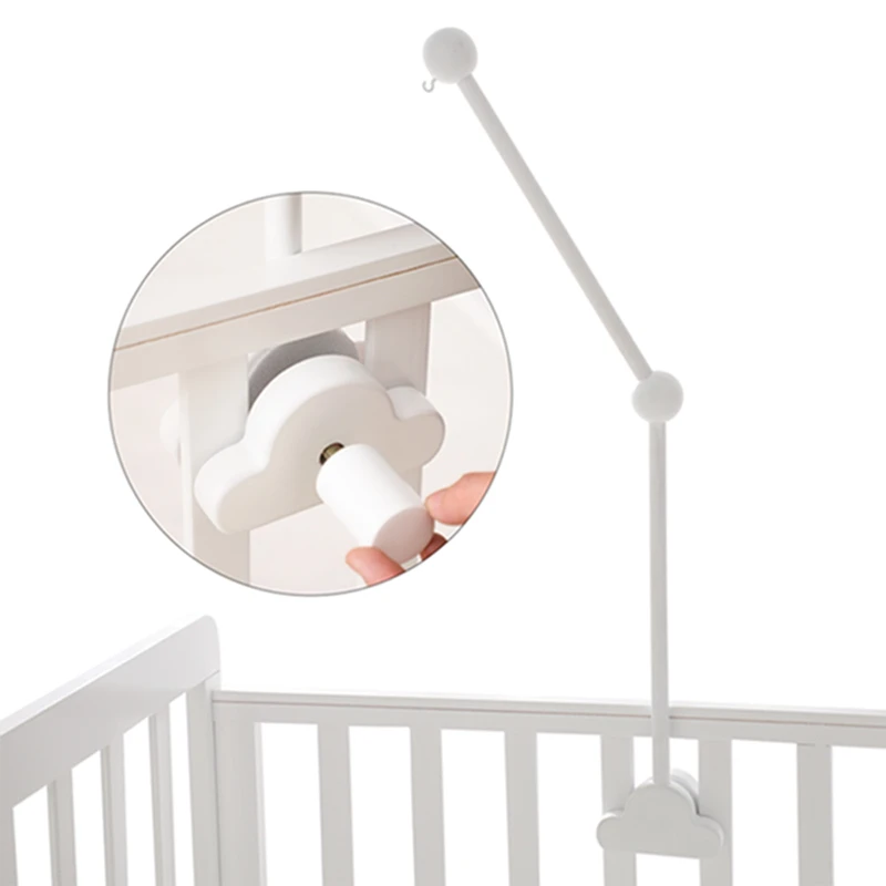 Soporte de campana de cama de nube de madera para bebé de 0 a 12 meses, soporte de campana de cama móvil de madera para recién nacido, campana de cama de ganchillo, juguetes colgantes, sonajero para bebé