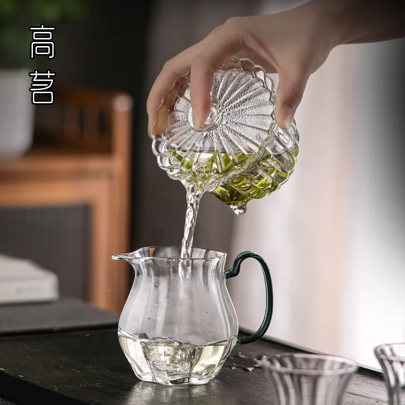 

Glass Gaiwan Tea Cup Bowl Single Hand-Held Teapot Non-Scald Large Size Kung Fu Set