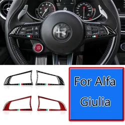 Botões de Volante com Cola Gotejamento, Adesivos De Botão De Fibra De Carbono, Estilo Do Carro, Modificação Interior, Alfa Romeo Giulia