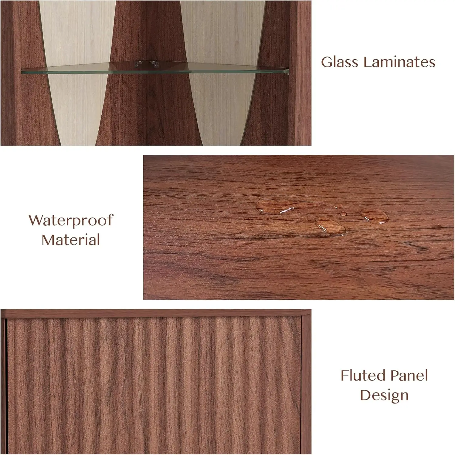 70' hoge moderne kast met deuren, gecanneleerde barkast, glashouder, verlichting en planken, wijnbarkast voor sterke drank, woonkamer