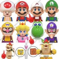 WM6103 Super Mario Bros juegos japoneses Luigi Yoshi Bowser Koopa Kinopio Wario Peach Mini figuras Anime dibujos animados bloques de construcción