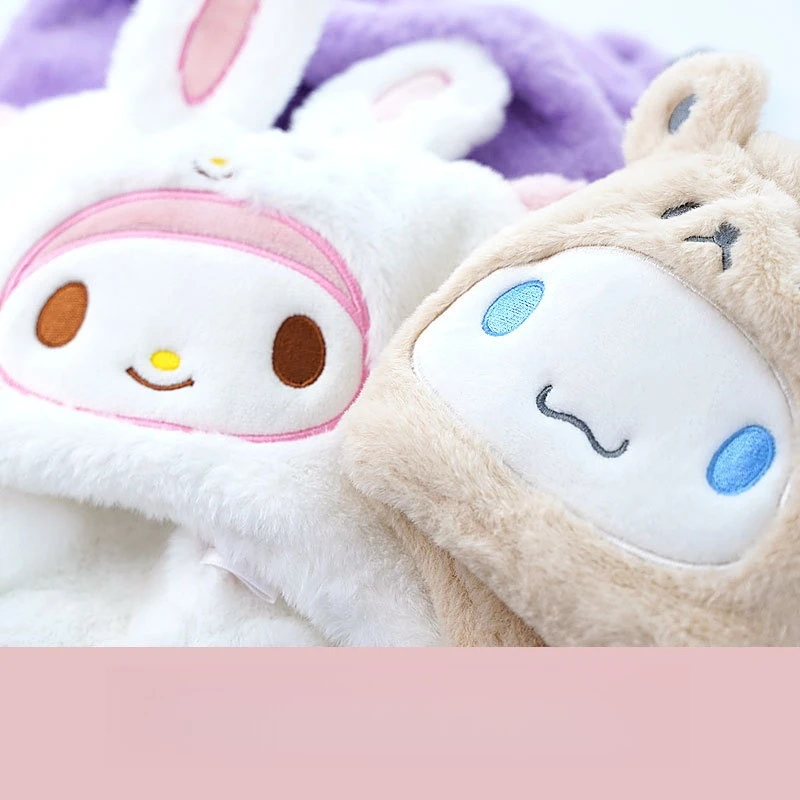 Miniso Kuromi الأطفال الخريف والشتاء أفخم قبعة الفتيات حماية الأذن هود هود الدافئة والصوف فتاة صغيرة سميكة لطيف