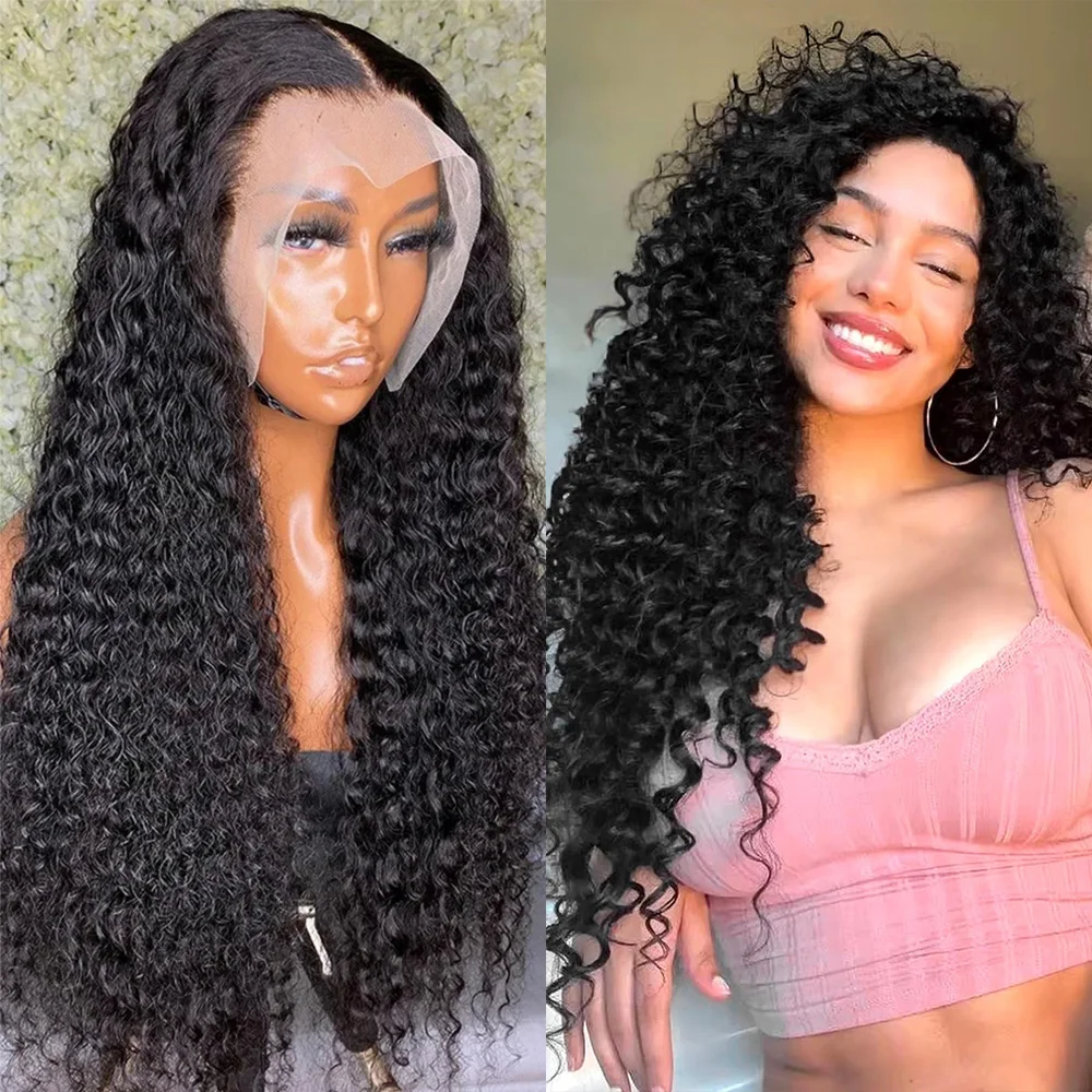 

220 Density HD 13x6 Transparent Deep Water Wave Curly Lace Frontal Wig 40 Inch 5x5 Lace Front 100%Human Hair Wigs for Women 360
