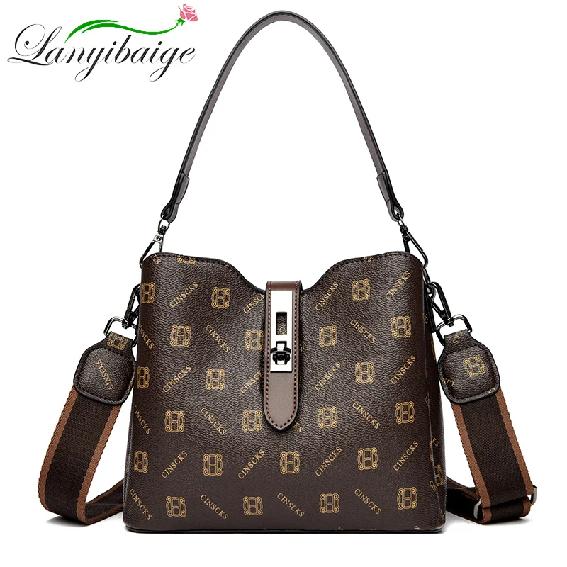 3-Layer Large Capacity Women's Handbag Fashion Printed Female Shoulder Bag High Quality Luxury Soft Leather Girl Crossbody Bags