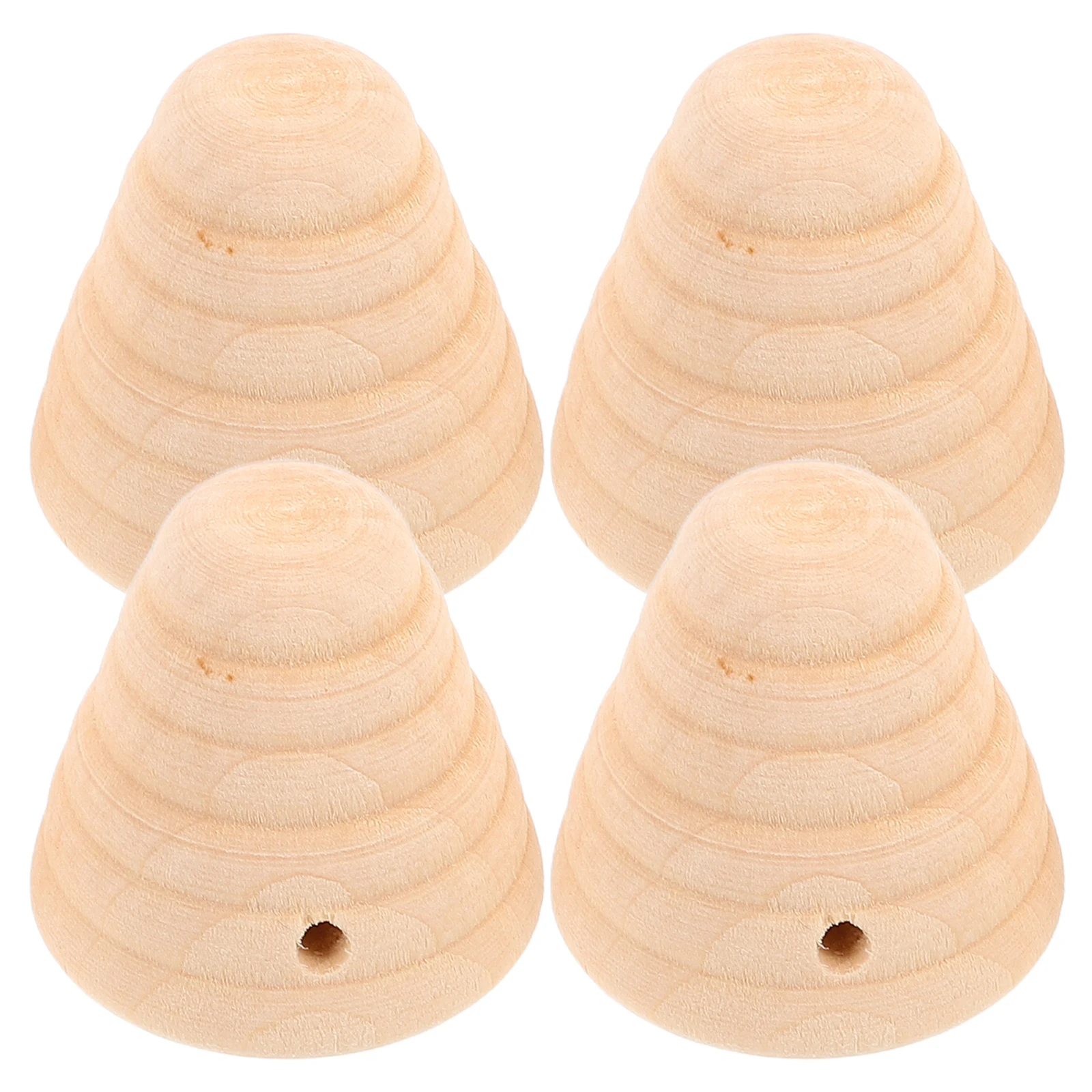 

4pcs Wooden Beehive Decor Natural Solid Wood Honeycomb Home Decor Unfinished Piece Beige Miniature Bedroom Living Room