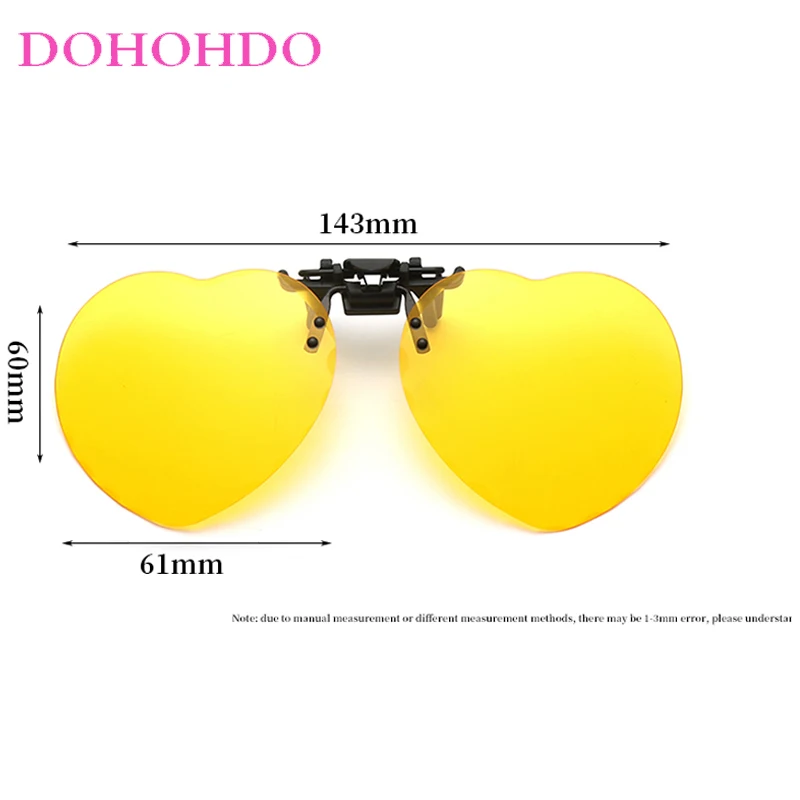 Trendy Designer Heart-shaped Night Vision Clip-On Sunglasses Women Outdoor Sports Anti-Glare Polarized Driving Men Goggles UV400