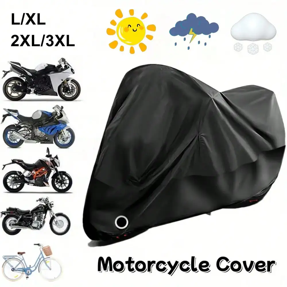 

All-Season Waterproof Motorcycle Cover, L-3XL Sizes With Lock-Hole, Universal Fit For Moto/Bike