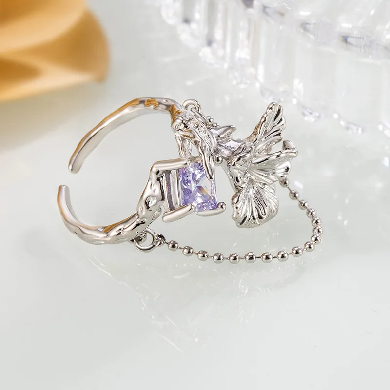 2025 خاتم القزحية، خاتم ذيل كوري عصري وأنيق، هو هدية مجوهرات شخصية #3