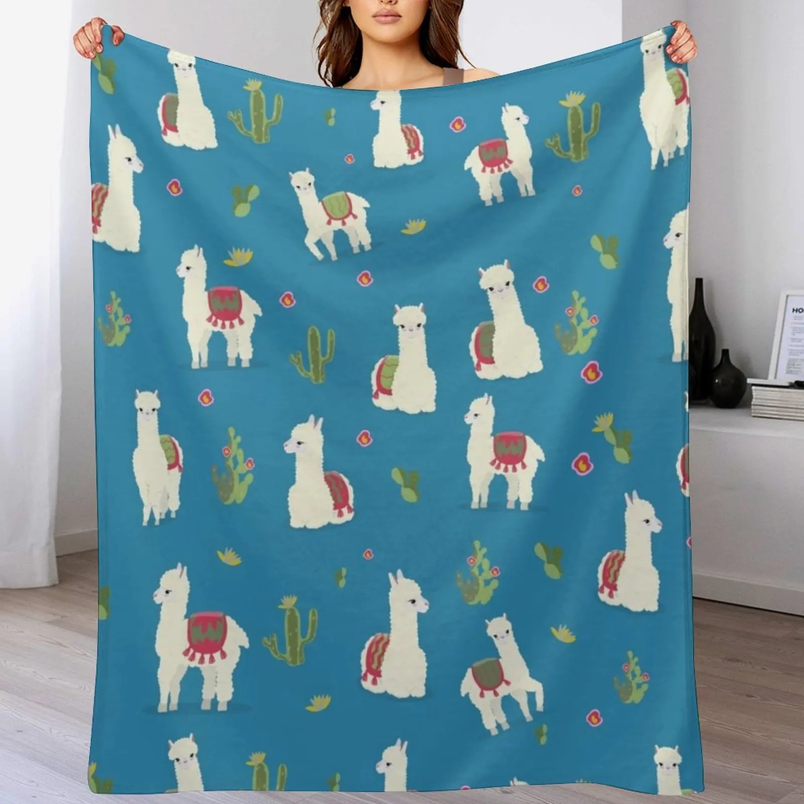 Cute pattern for Alpaca Throw Blanket No Pilling Soft Warm Blanket for Bed