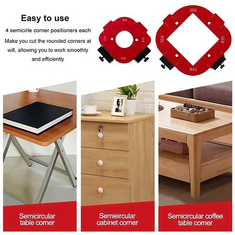 【HAPPYH】رقصات ركن التوجيه، قالب نصف قطر زاوية جهاز التوجيه من سبائك الألومنيوم، قطعتان لأعمال النجارة، قوالب توجيه تهزهز نصف القطر #5