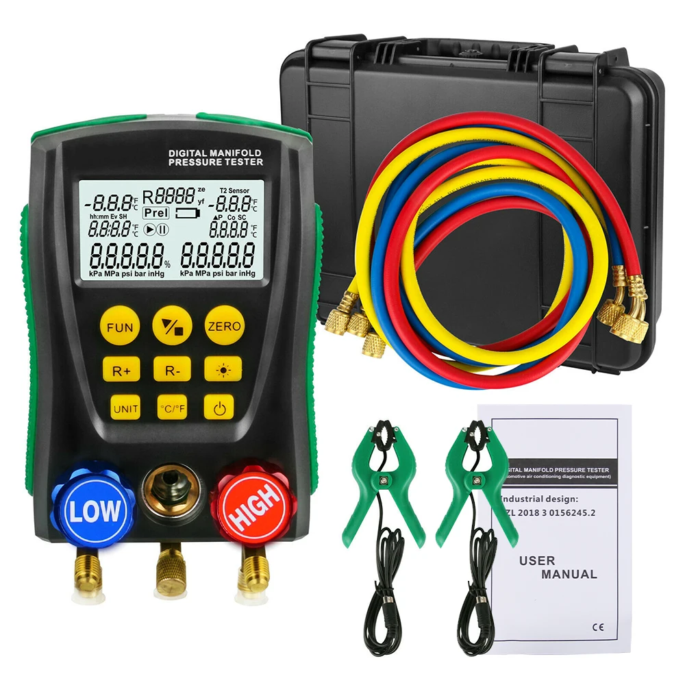 

Ranlraka Dy517A Digital Manifold Pressure Gauges Set Refrigeration HVAC Vacuum Pressure Manifold Temperature Leakage Tester