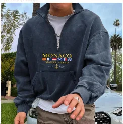 Men's Half Zip High Neck Sweatshirt Pullover Casual Loose Fit Polyester Fleece Streetwear Trendy Comfortable Long Sleeve hoodie
