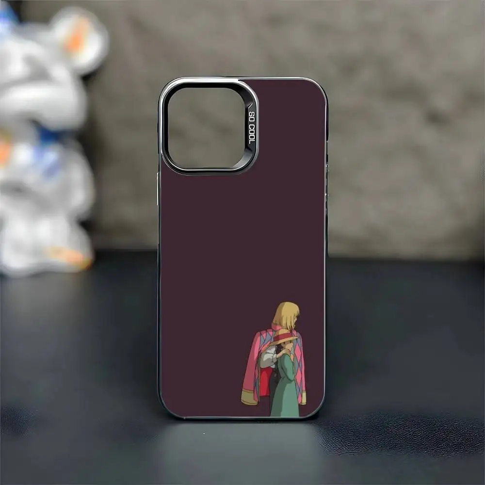 حافظة هاتف S-Sophie Moving Castle لهاتف iPhone 16,15,14,13,12,11,Mini,Pro,MAX غطاء أسود غير لامع مقاوم للصدمات