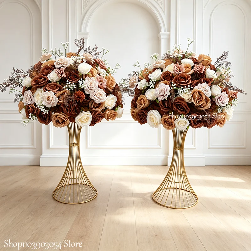 Dunkelbraunes Luxus-Rosen-Blumenarrangement, Tischdekoration, Kranz, Hochzeitstisch-Accessoires, Bühnen- und Wegdekoration, Blumenkugel, 30-90 cm – Detail 4