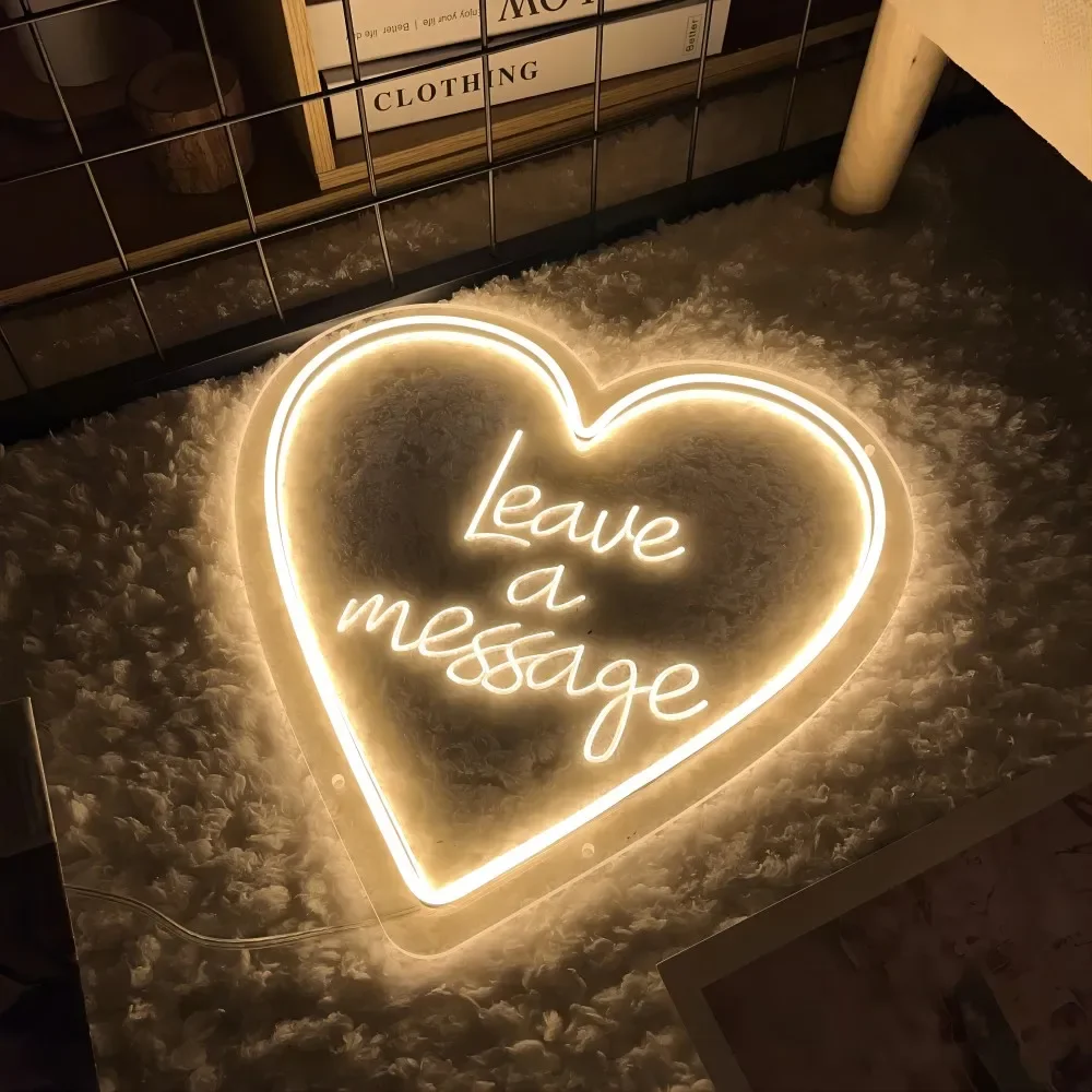 Leave A Message Neon Sign Sculpture Personal Custom-tailor LED Lights For Wedding Family Party Decoration Coffee Bar Wall Decors