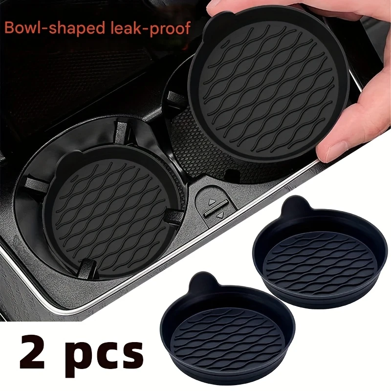 2pcs Car Cup Holder Coaster Silicone Cup Holder Insert Universal Non-Slip Cup Holders Car Accessories Interior Silent Cup Pad