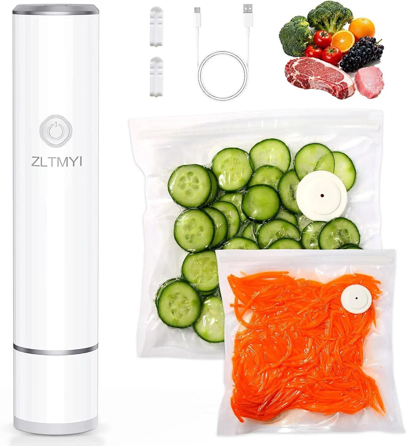 

65kPa Handheld Vacuum Sealer with 30 BPA-Free Bags, Type-C Rechargeable for Freshness