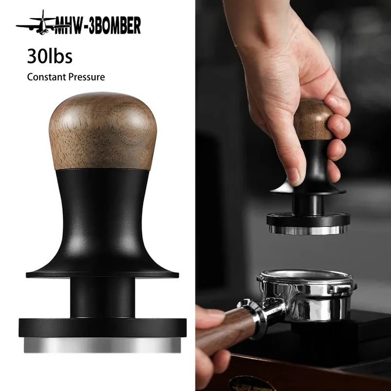 

MHW-3BOMBER 30lb Flash Spring Loaded Espresso Tamper,Constant Pressure Calibrated 51/53/58mm Professional Barista Tool Flat Base