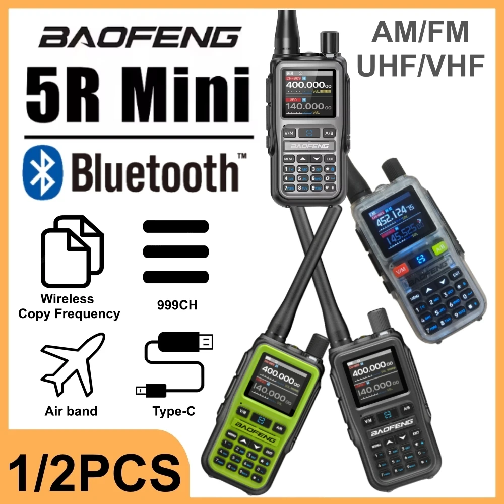 

Baofeng 5R Mini Long Range Walkie Talkies 5W Power Wireless Copy Frequency Bluetooth Noaa Type-C