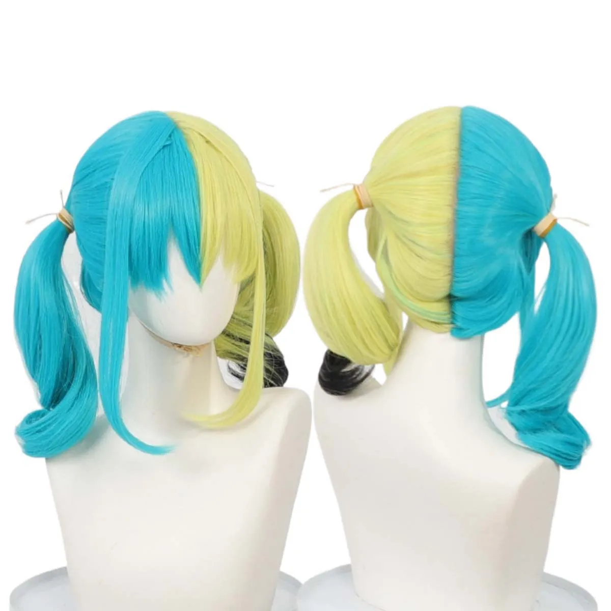 

Парик для косплея PM Legends: ZA Canari Blue Yellow adient Double Ponytail для вечеринки в честь Хэллоуина