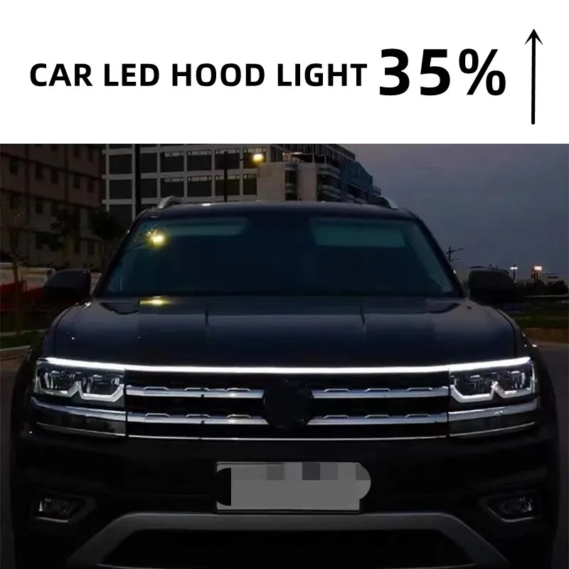 

Scan Starting LED Car Hood Light Strip Auto Engine Hood Guide Decorative Ambient Lamp 12v Modified Car Daytime Running Light