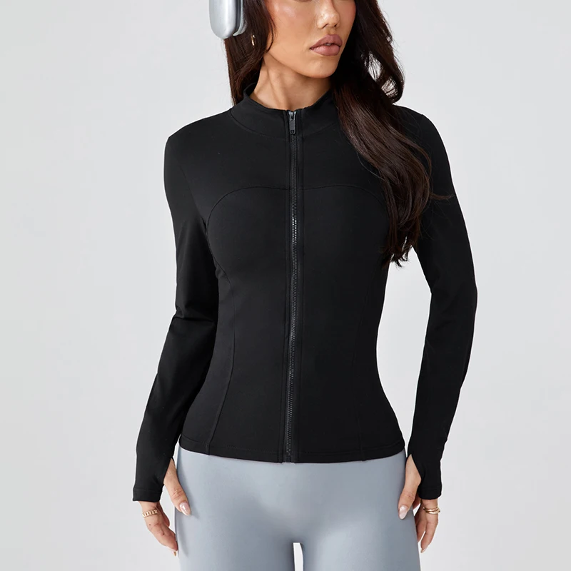 Stand-up collar sports jacket for women slimming and shaping sun protection professional running training fitness cardigan image 5