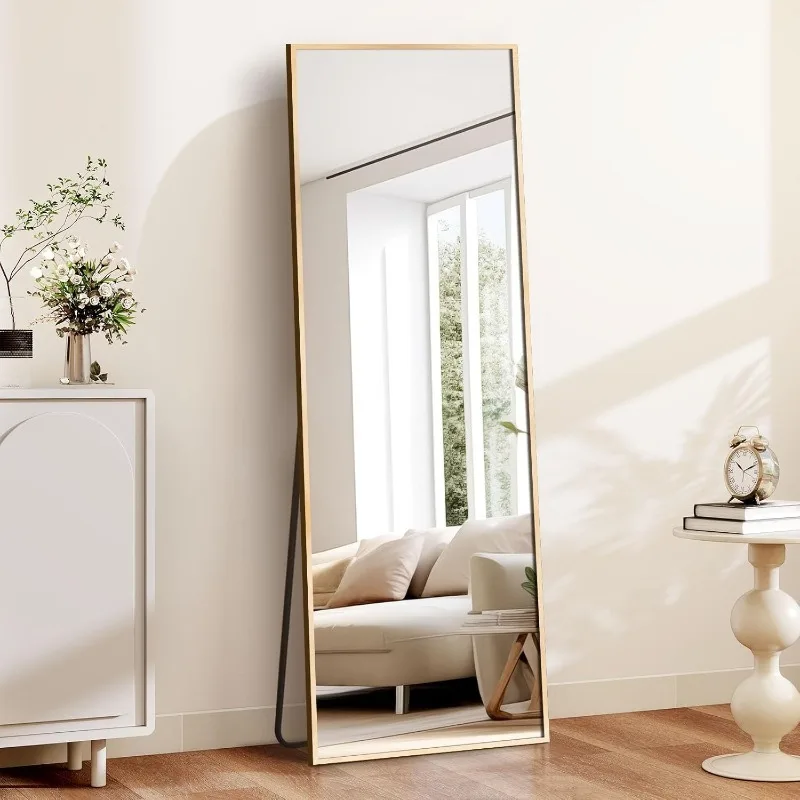 

57"x20" Full Length Mirror Rectangle Body Dressing Floor Standing Mirrors for Bedroom & Cloakroom, Gold
