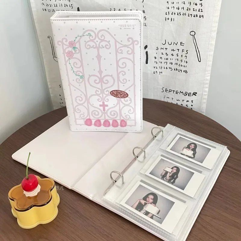 Rose Window Vintage PU Leather Photocard Binder 3‑Grid 3 Inch Kpop Idol Card Ticket Storage Album Collectible Gift