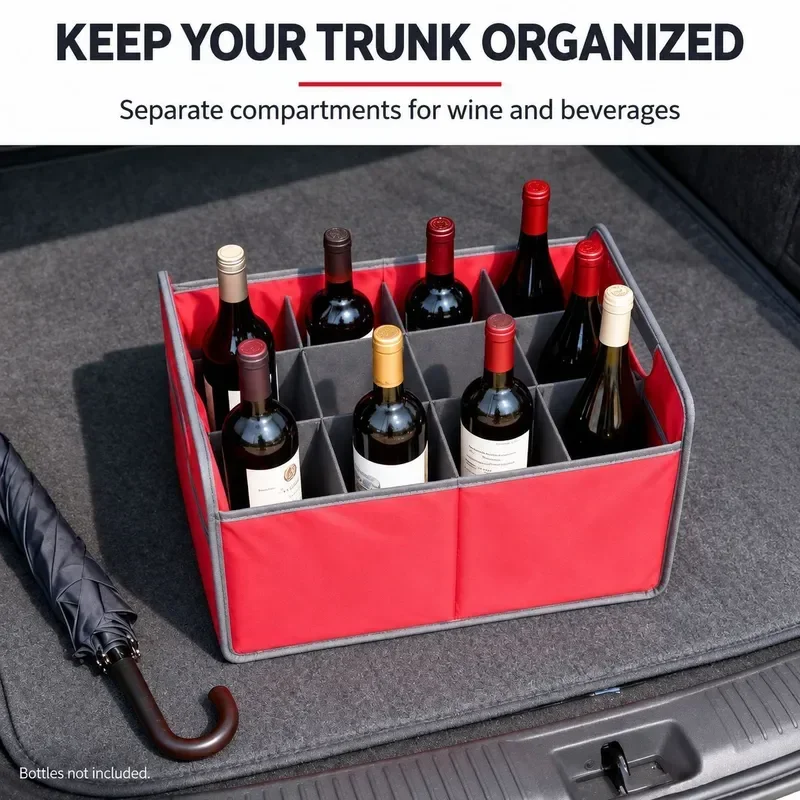 12/6 Pack Folding Wine Storage Box Thickened Waterproof Portable Car Organizer for Outdoor Travel Camping