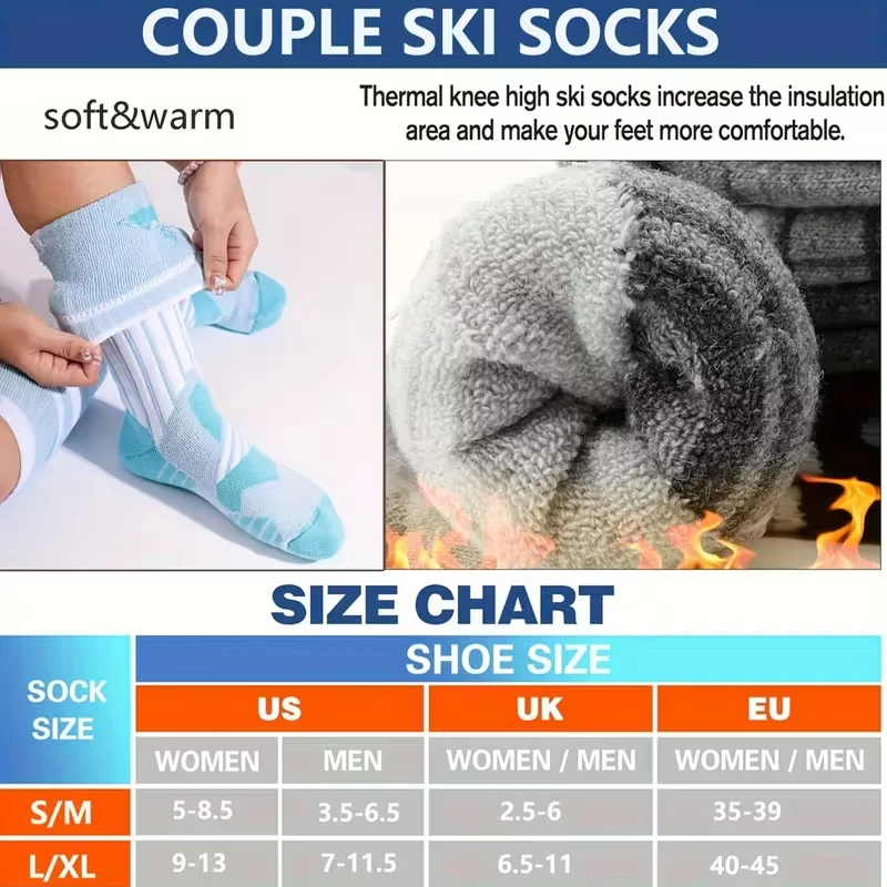 جوارب التزلج CZHIYAO، مادة سميكة من القماش الدافئ للشتاء للتزلج على الجليد والمشي لمسافات طويلة وتسلق الجبال وباحثون مغامرات الطقس البارد #4