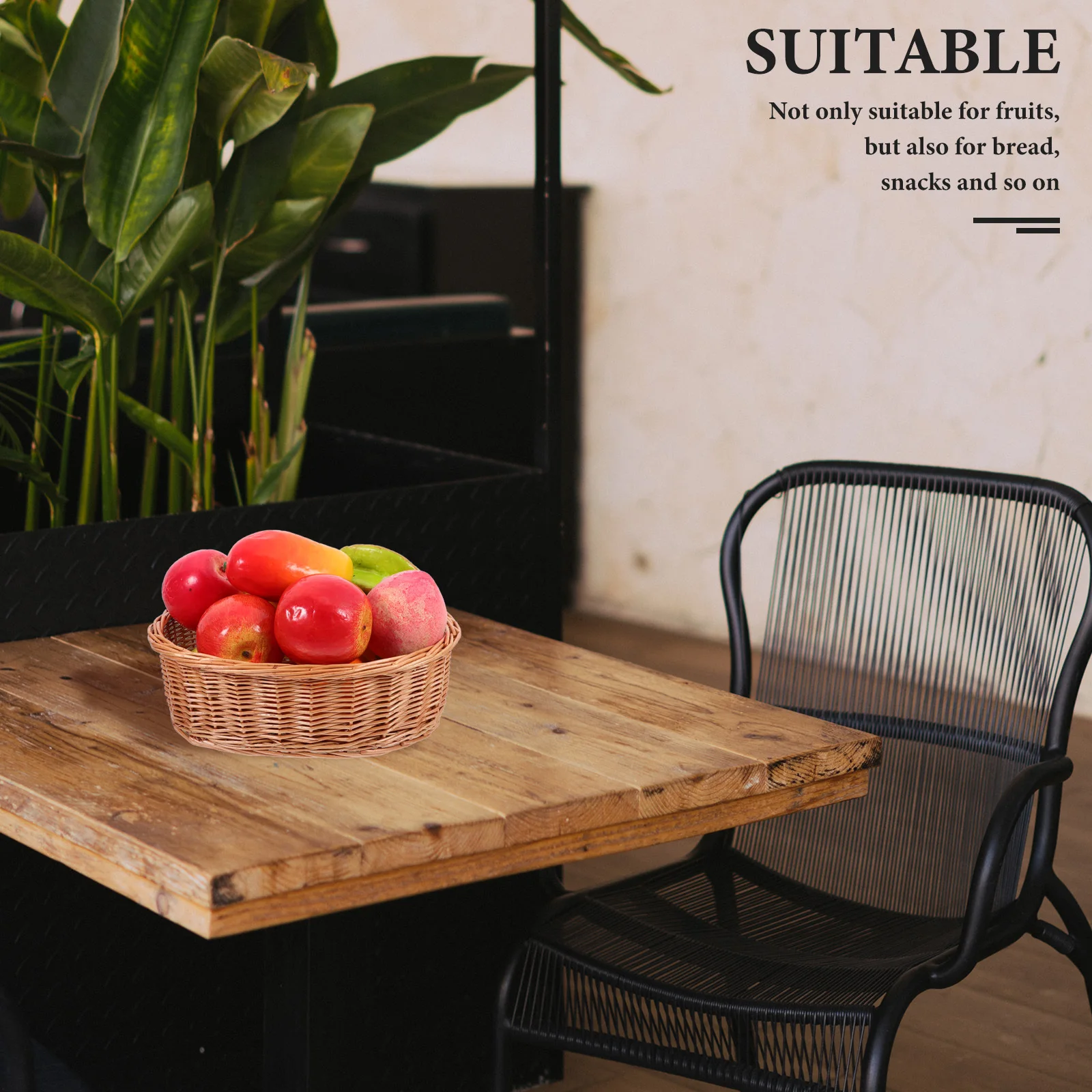 Прочная деревянная тканая корзина Функциональное хранение закусок с фруктами и хлебом Эстетическое дополнение к любой кухне Обеденная зона
