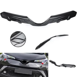 For Toyota CHR C-HR 2016 2017 2018 Car Front Bumper Grill Upper Grille Guard Trim Cover Carbon Fiber Pattern ABS