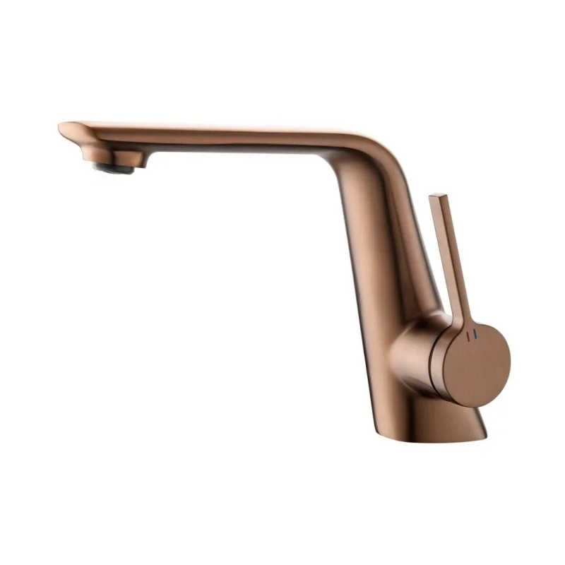 صنبور حوض ذهبي وردي مصقول، خزانة حمام، مياه ساخنة وباردة، جميع صنبور ثقب واحد من النحاس #1