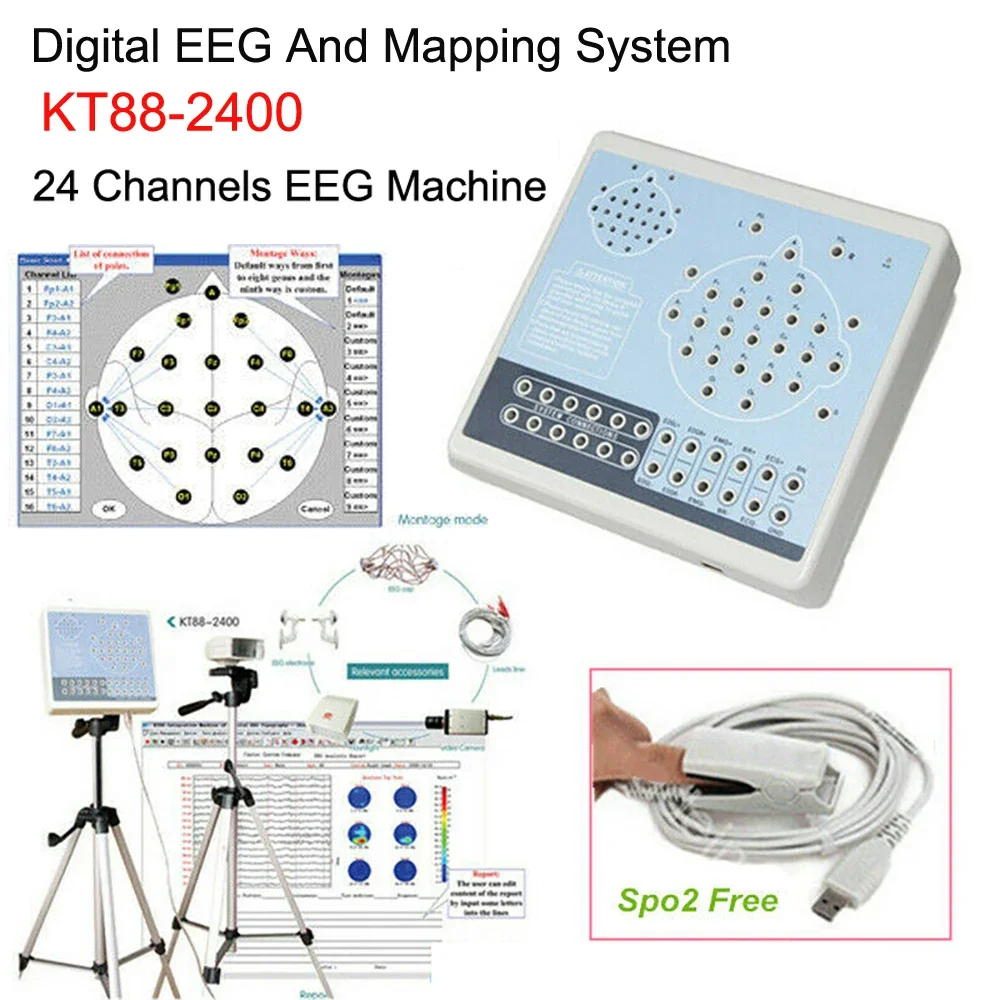 KT88-2400 Digitale EEG-machine Electroencefalogram 24-kanaals elektrisch hersenactiviteit-mappingssysteem met USB-software