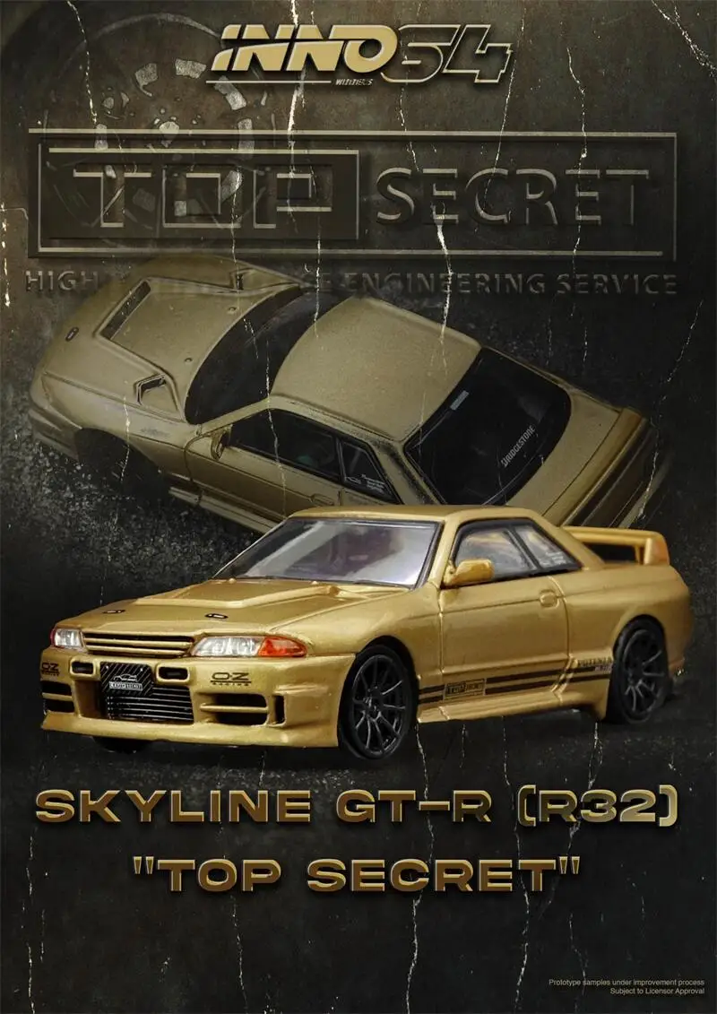 

(Pre-Order) INNO64 1:64 TOP SECRET BNR32 GT-R (650R) Gold Diecast Collector's Vehicle Model Car